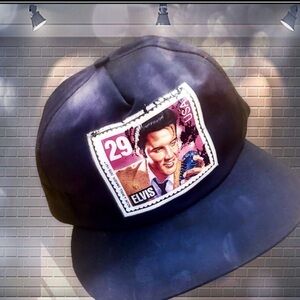 Black Cap with Elvis Stamp Design